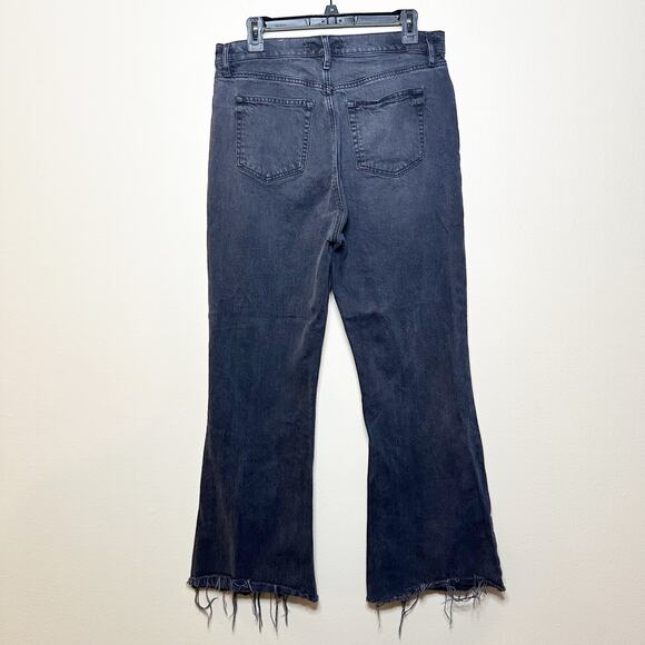 Loft Denim High Waist Sandal Flare Jeans Button Fly Raw Hem Womens Size 30 / 10 - Picture 3 of 8